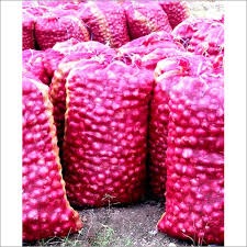 Onions packed in market sacks